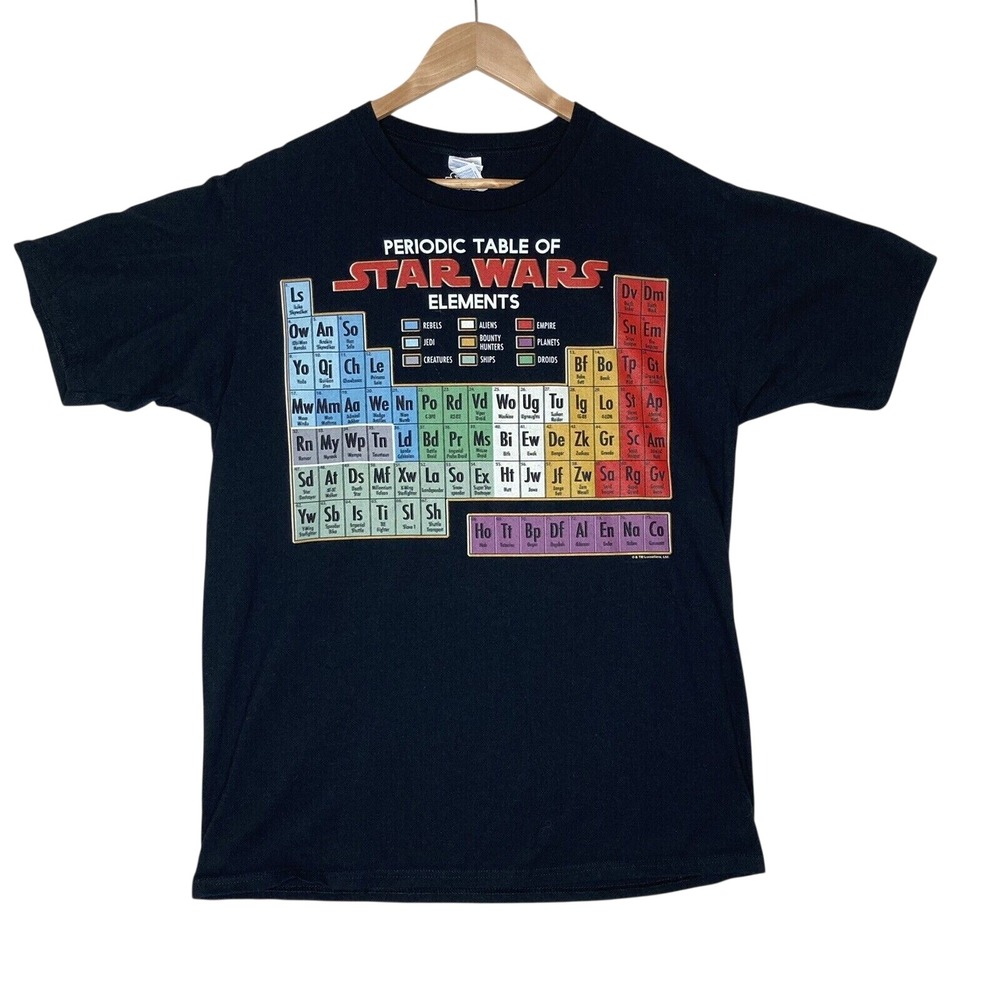 Star Wars T Shirt L Mens Black Periodic Table of Elements